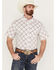 Image #1 - RANK 45® Men's Biased Abstract Plaid Print Short Sleeve Button-Down Western Shirt, White, hi-res