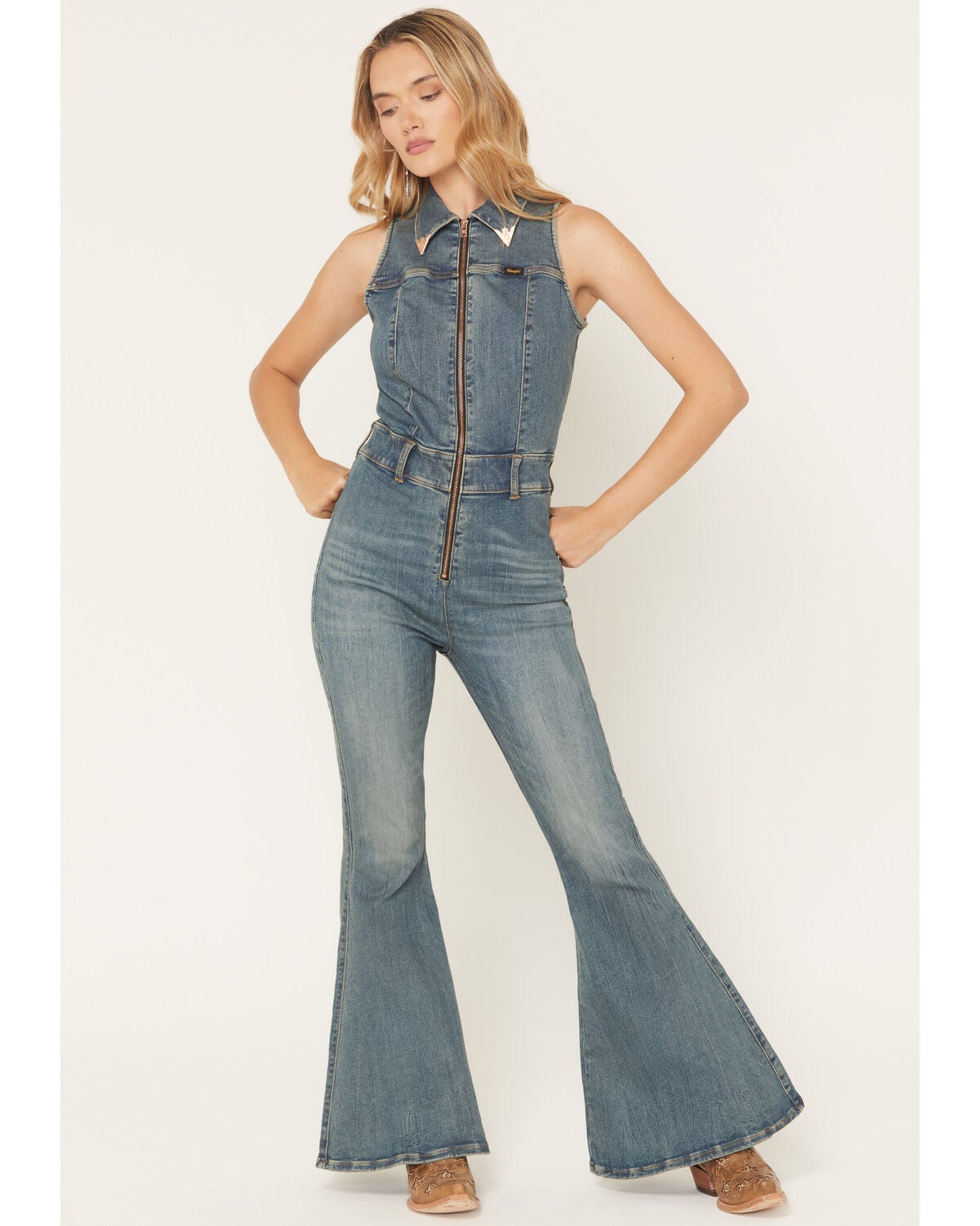 Image #1 - Wrangler X Lainey Wilson Women's Denim Zip Jumpsuit, Blue, hi-res