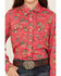 Roper Girls' Five Star Floral Horse Print Long Sleeve Western Snap Shirt, Red, hi-res
