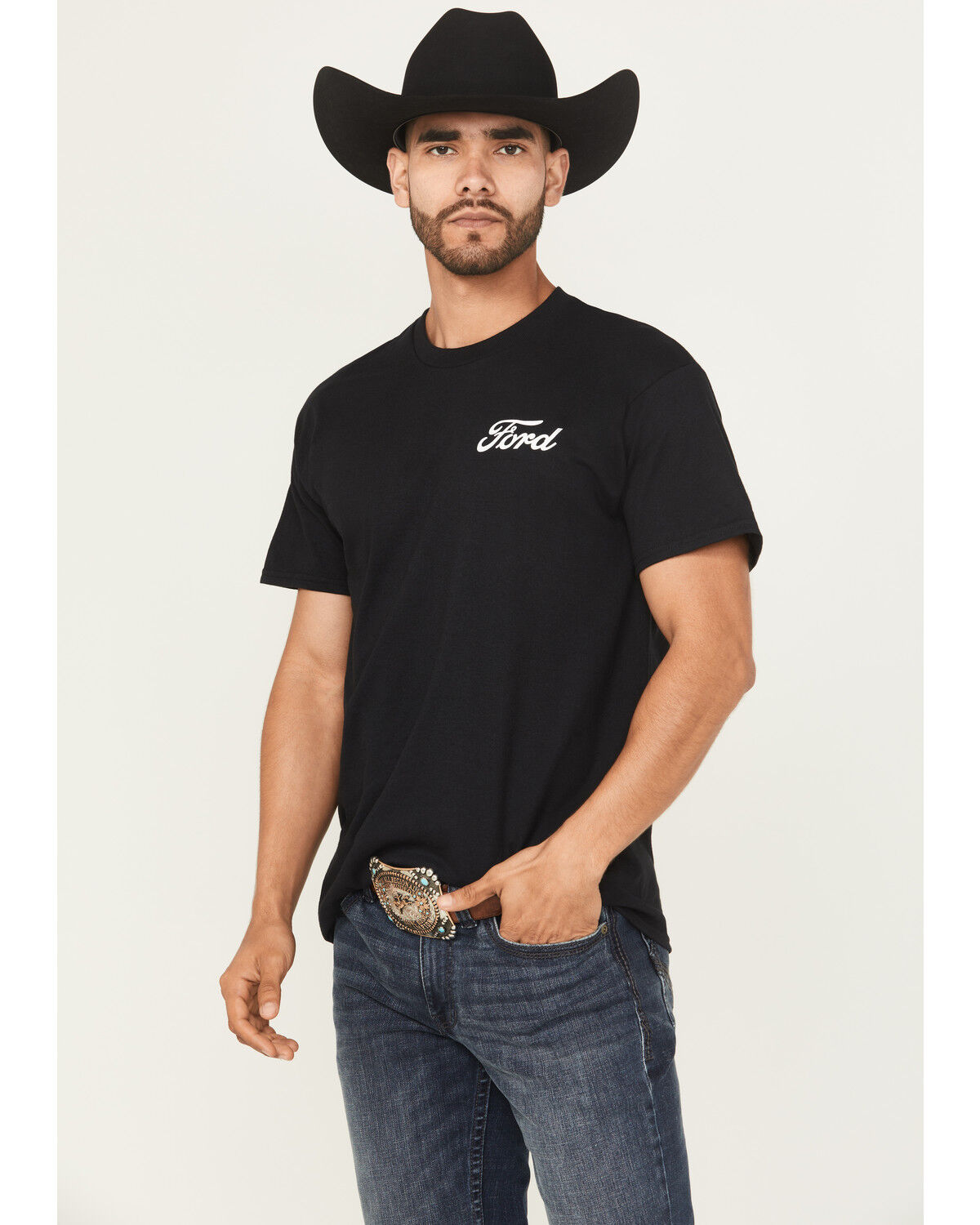 Image #3 - Buckwear Men's Ford Camo Flag Short Sleeve Graphic T-Shirt, Black, hi-res