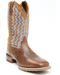 Laredo Men's Ned Woven Western Boots - Wide Square Toe, Brown, hi-res