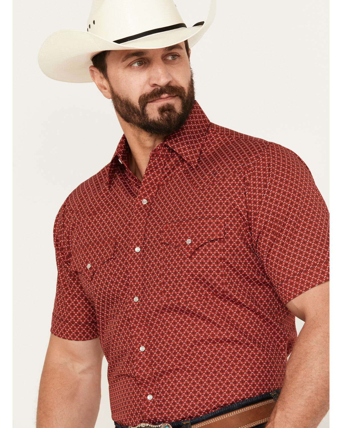 Image #2 - Ely Walker Men's Print Short Sleeve Pearl Snap Western Shirt, , hi-res