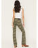 Image #3 - Miss Me Women's Camo Print Mid Rise Flap Pocket 32" Bootcut Stretch Denim Jeans, Green, hi-res