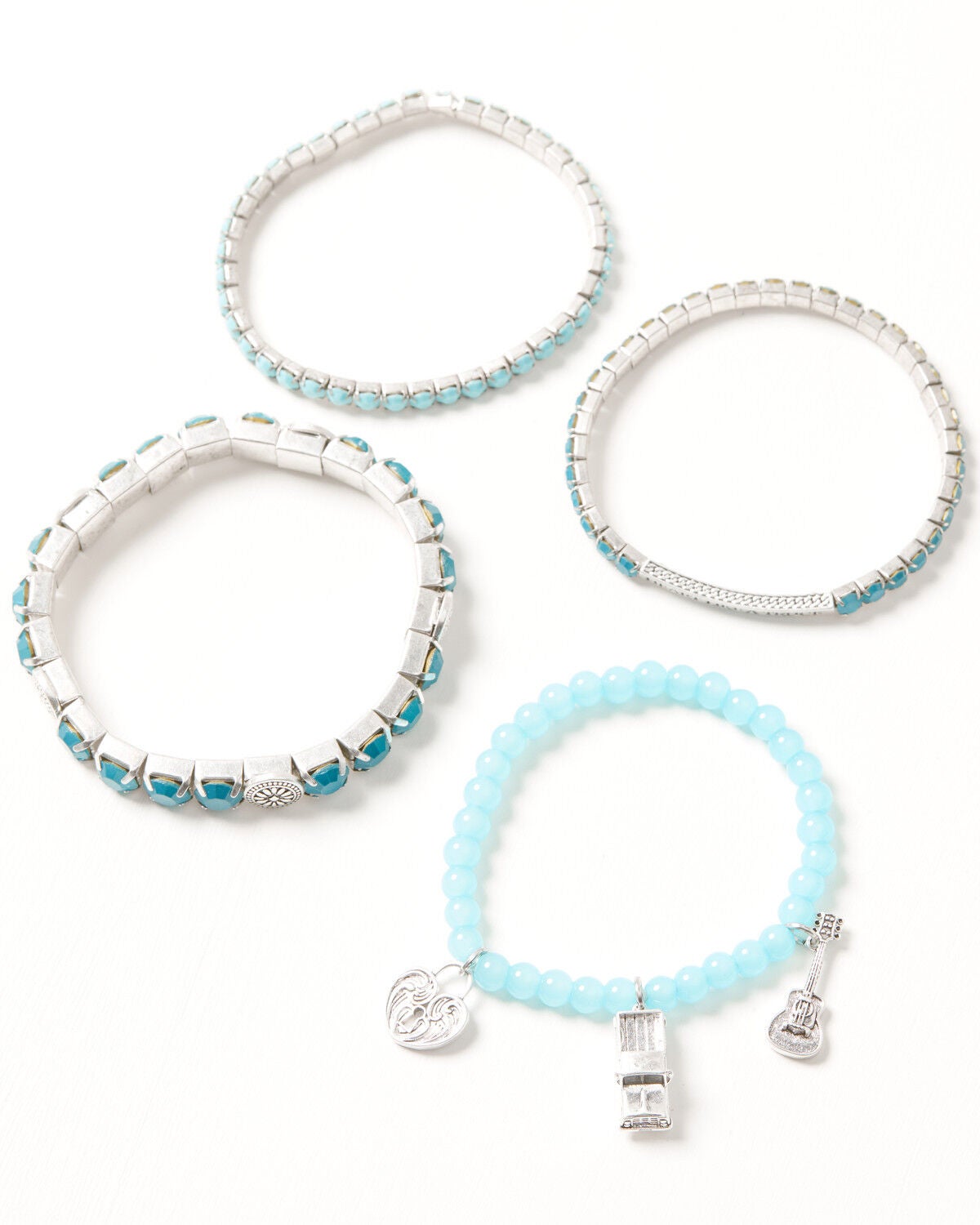 Lainey Wilson Women's Heart Like A Truck Beaded Bracelet, Silver, hi-res