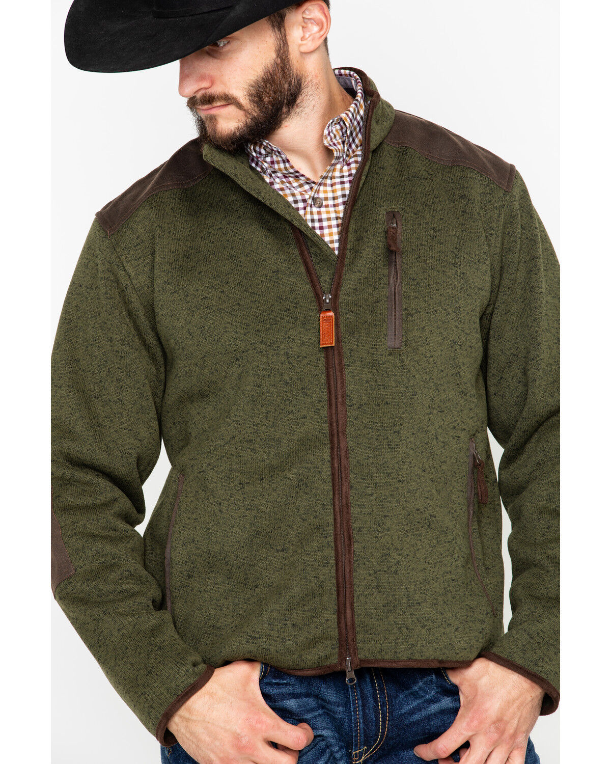 Image #3 - Outback Trading Co. Men's Garner Reinforced Zip-Up Jacket, Olive, hi-res