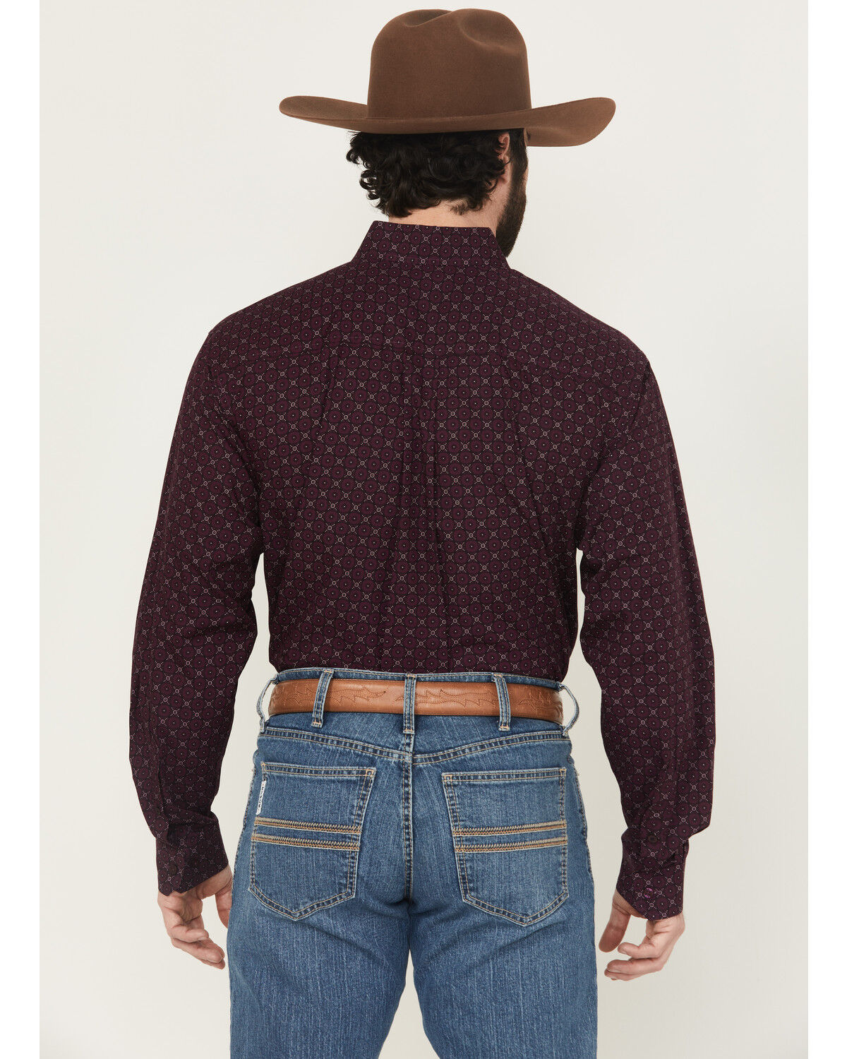 Image #4 - Cinch Men's Geo Print Long Sleeve Button-Down Western Shirt, Purple, hi-res