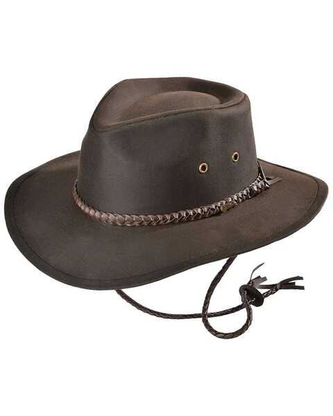 Outback Trading Co. Men's Brown Grizzly UPF50 Sun Protection Oilskin Hat, Brown, hi-res