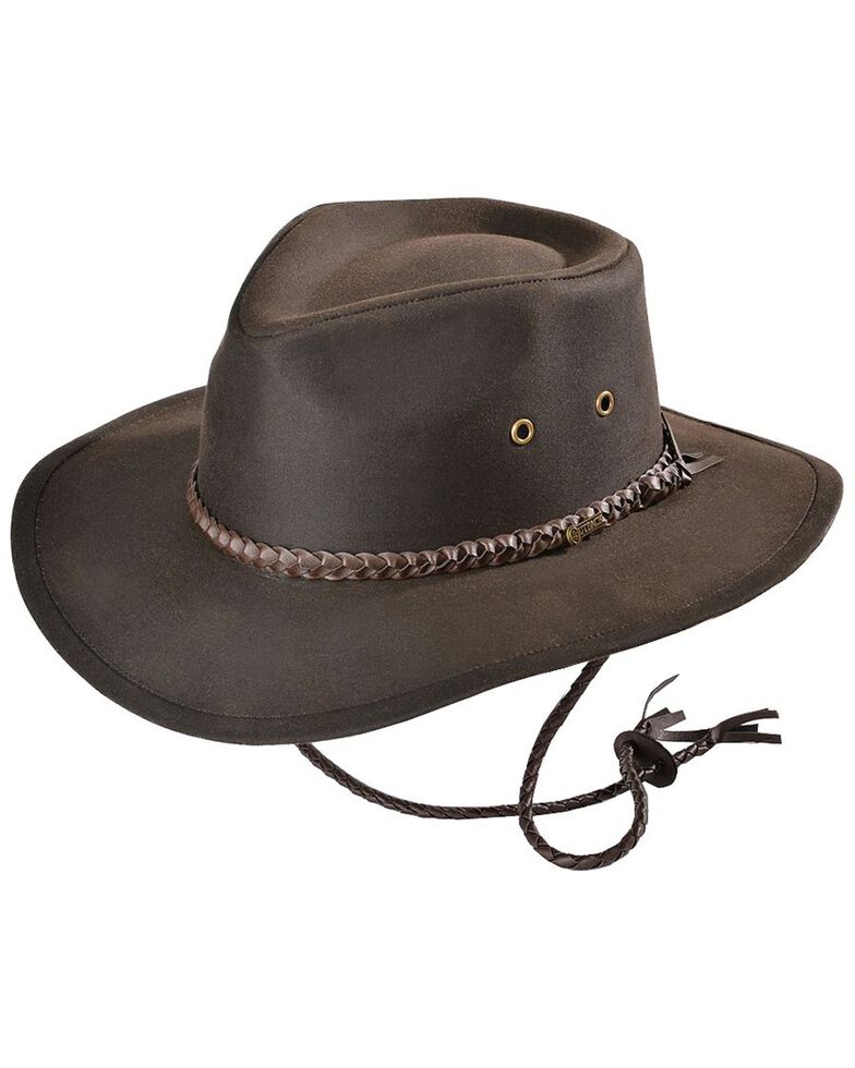 Outback Trading Co. Brown Grizzly UPF50 Sun Protection Oilskin Hat, Brown, hi-res