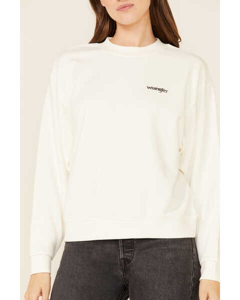 Image #3 - Wrangler Modern Women's Peace Wins Graphic Pullover Sweatshirt , White, hi-res
