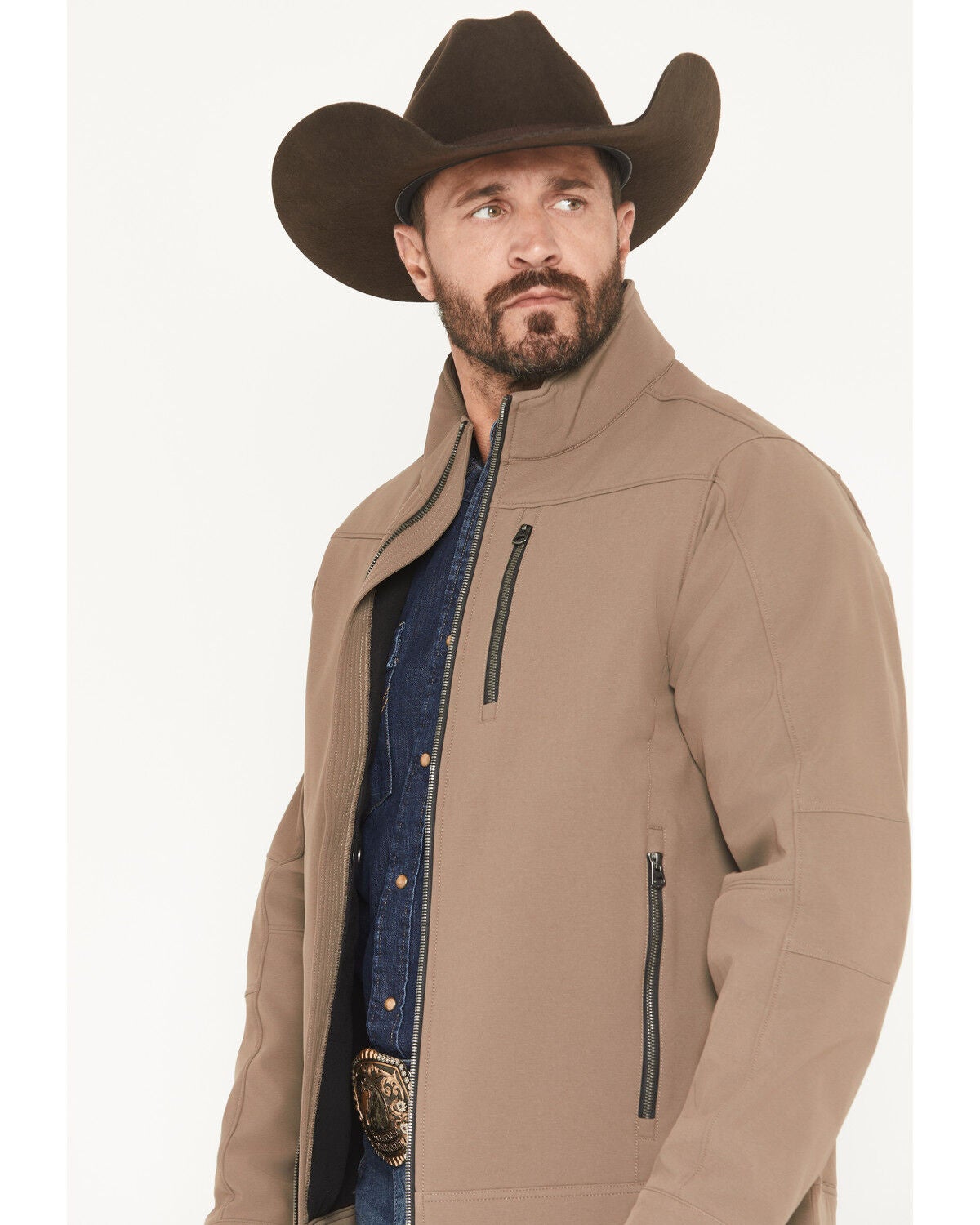 Image #2 - Cinch Men's Bonded Concealed Carry Softshell Jacket, Brown, hi-res