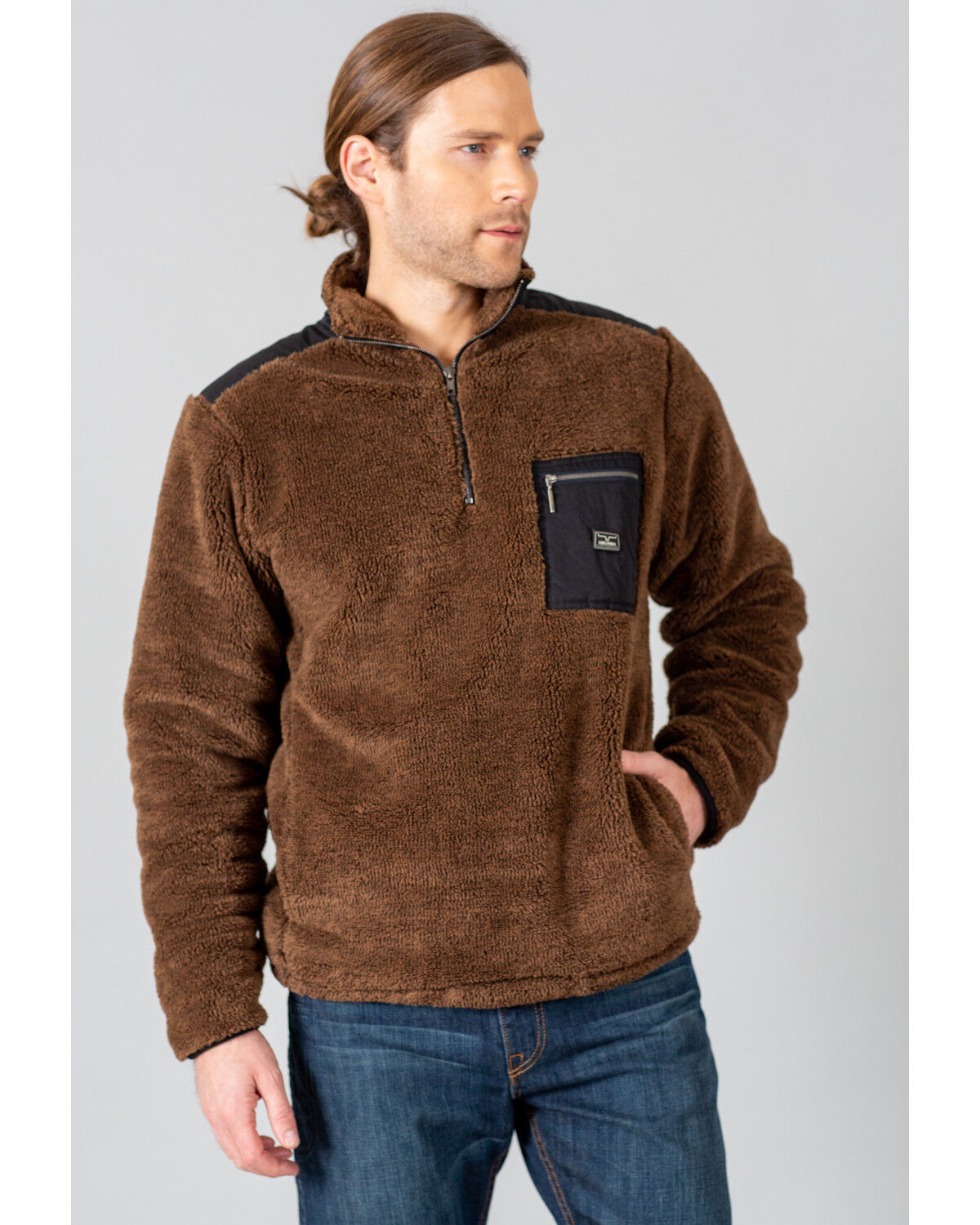 Image #1 - Kimes Ranch Men's Brown Whiskey Fleece 1/4 Zip Pullover, Brown, hi-res
