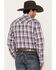 Image #4 - Roper Men's KC Plaid Print Long Sleeve Western Pearl Snap Shirt, Wine, hi-res
