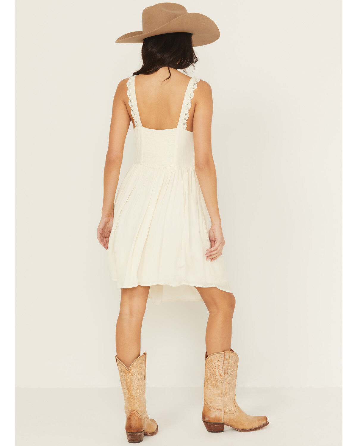 Image #4 - Shyanne Women's Crochet Trim Sleeveless Mini Dress, Cream, hi-res