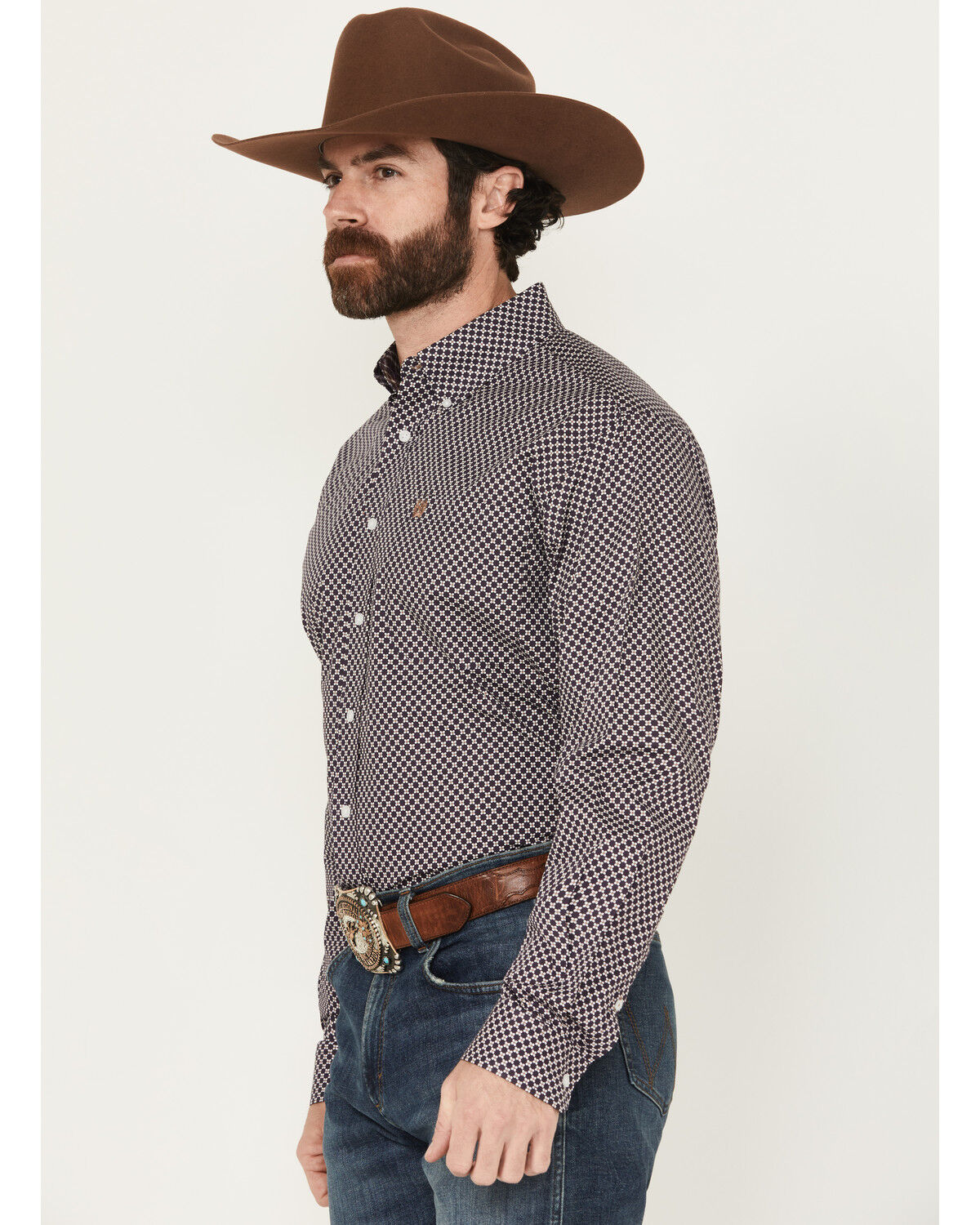 Image #2 - Cinch Men's Floral Print Long Sleeve Button-Down Stretch Western Shirt, Purple, hi-res