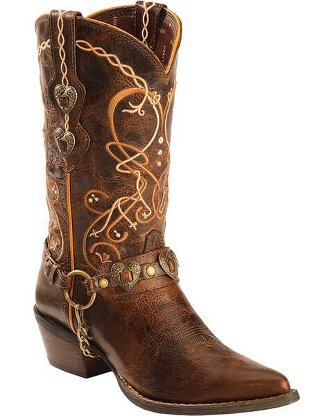 Image #1 - Crush by Durango Women's Brown Heart Breaker Concho Western Boots - Pointed Toe , , hi-res