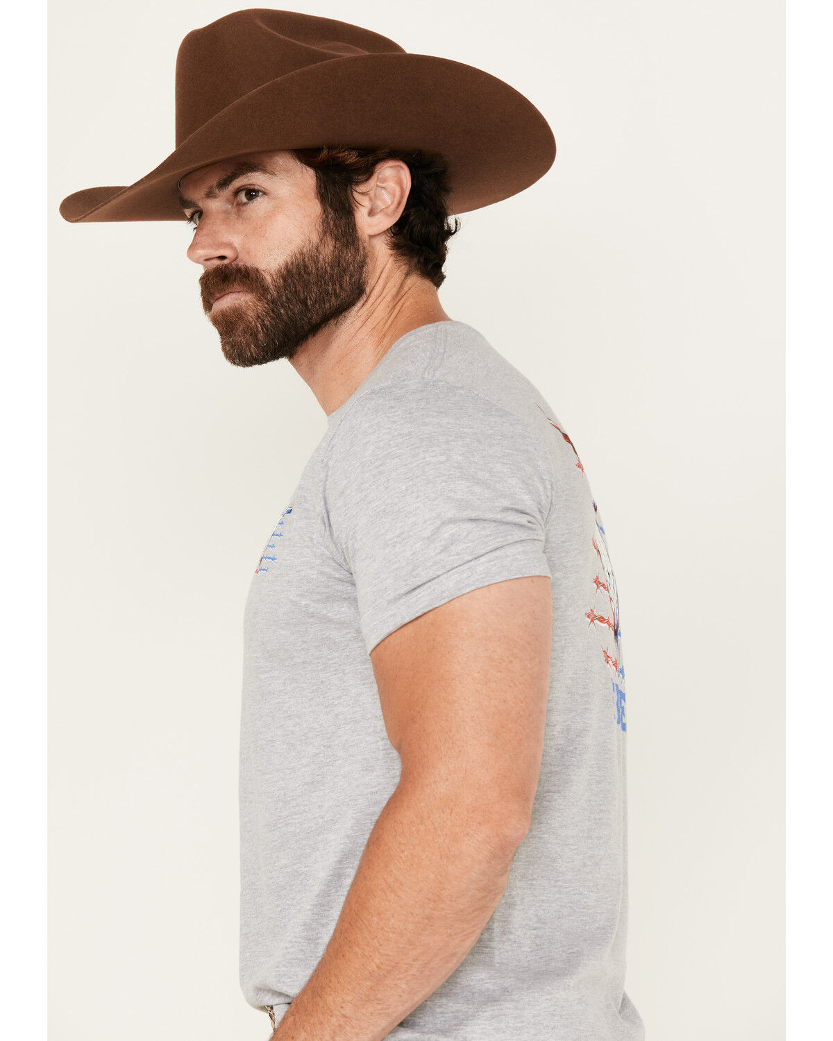 Image #4 - Cowboy Hardware Men's Live Free Short Sleeve Graphic T-Shirt, Grey, hi-res