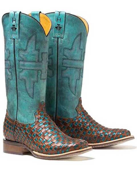 Tin Haul Women's Gitchu A Good One Western Boots - Broad Square Toe, Blue, hi-res