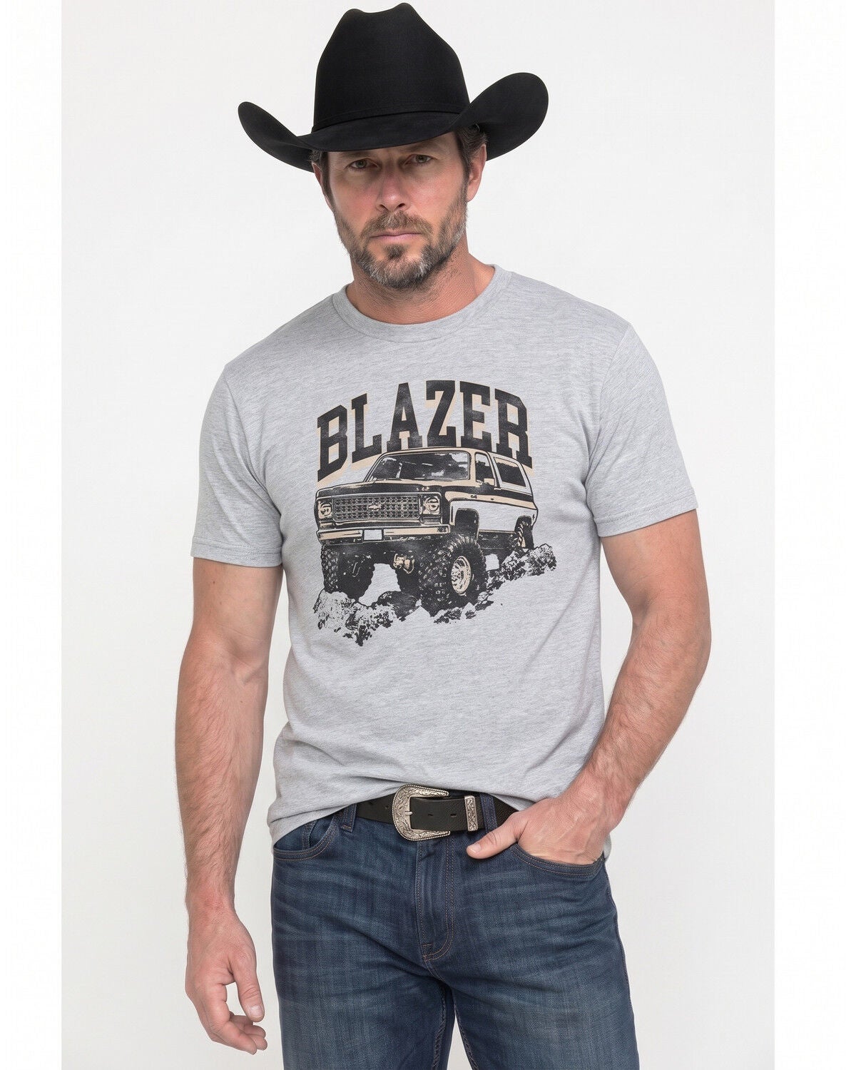 Chevy Men's Big Blazer Short Sleeve Graphic T-Shirt, Heather Grey, hi-res