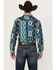 Image #4 - RANK 45® Men's Dakar Exploded Southwestern Print Long Sleeve Performance Stretch Western Shirt, Teal, hi-res