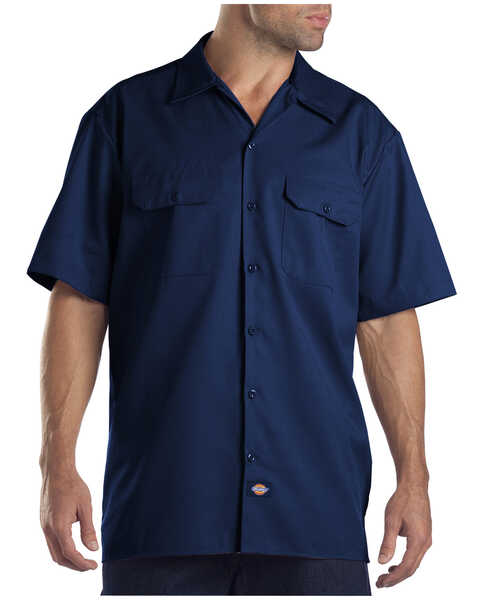 Image #1 - Dickies Men's Short Sleeve Twill Work Shirt - Big & Tall-Folded, Dark Blue, hi-res