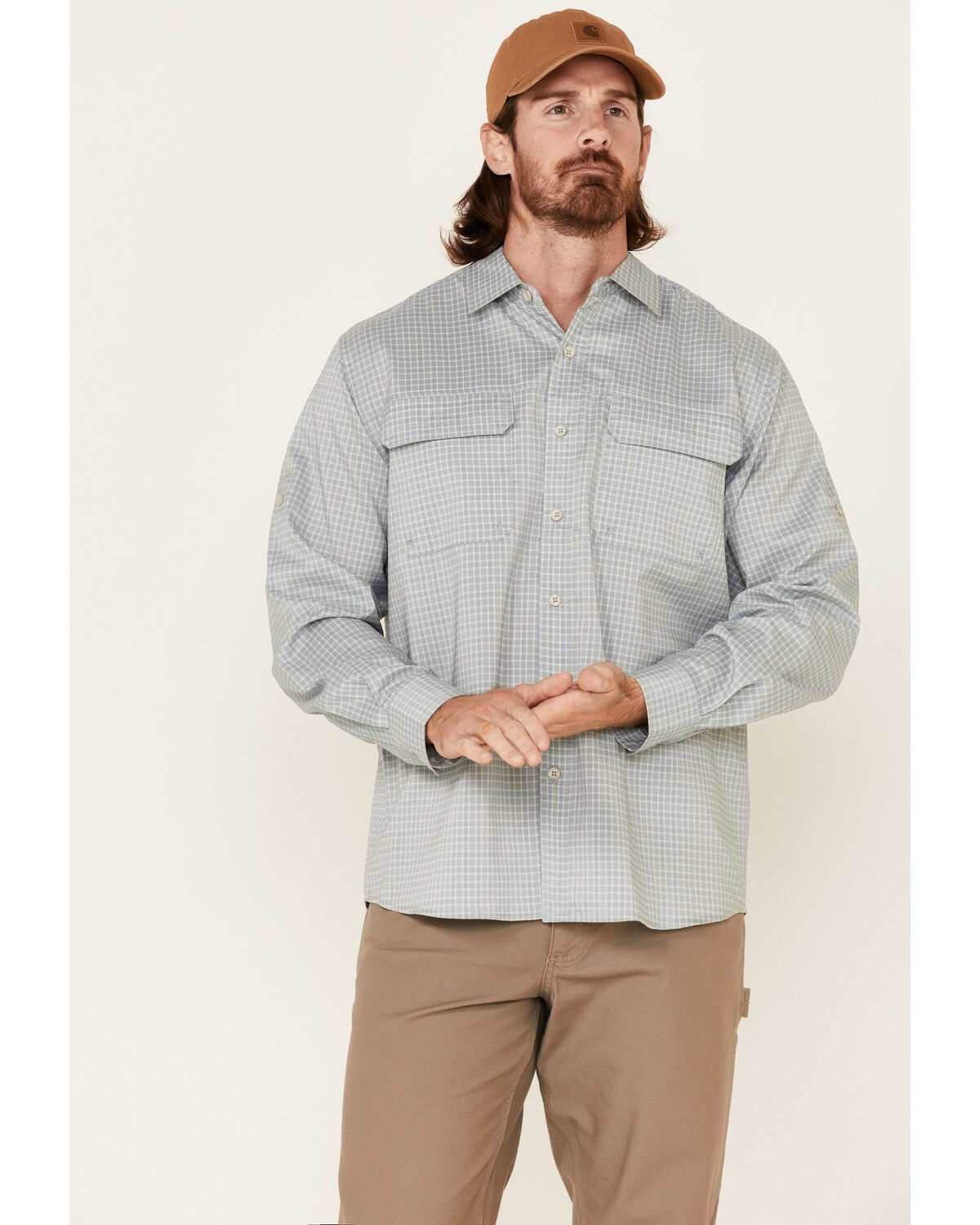Image #1 - North River Men's Solid Utility Outdoor Long Sleeve Button Down Western Shirt, Green, hi-res