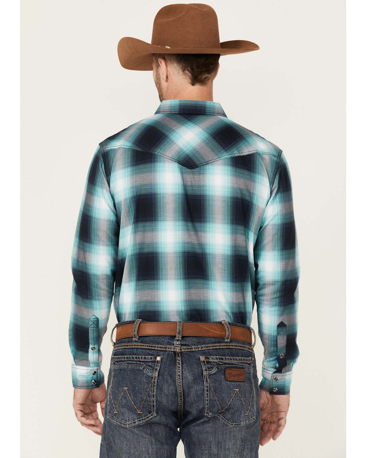 Image #4 - Cody James Men's Gateway Large Plaid Long Sleeve Snap Western Shirt, Navy, hi-res