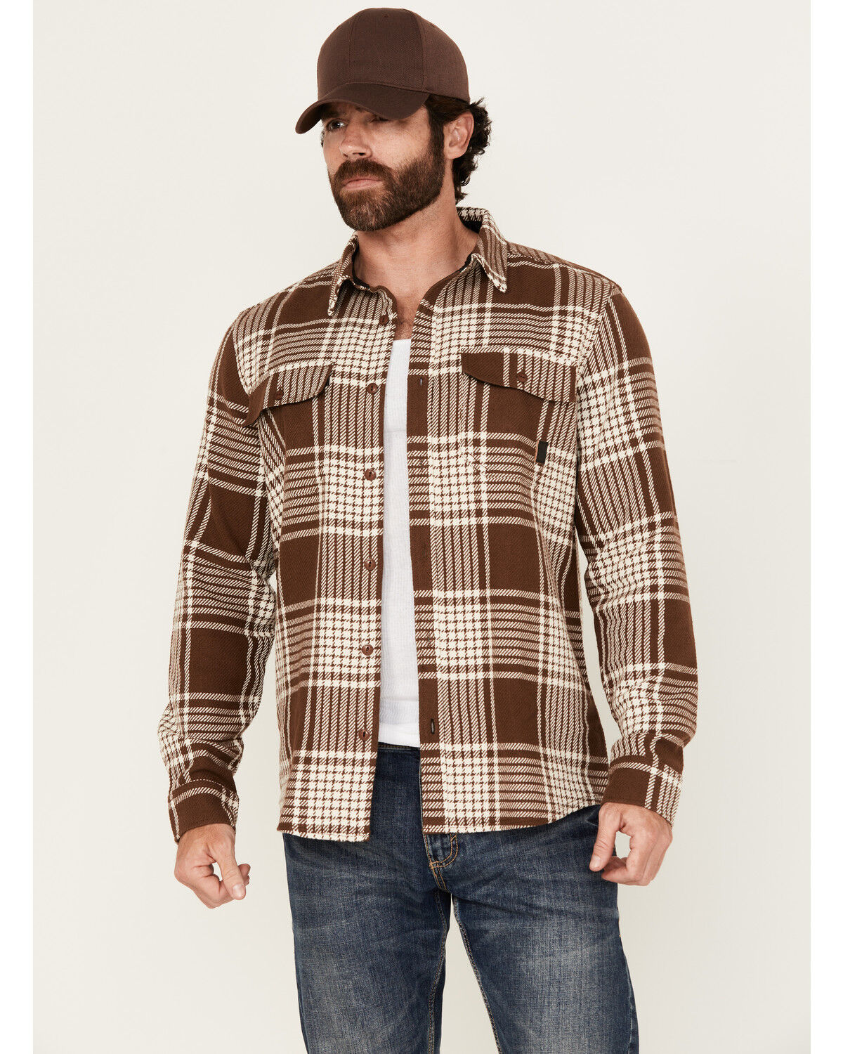 Image #1 - Brothers and Sons Men's Conrad Plaid Print Long Sleeve Button-Down Shirt, Chocolate, hi-res