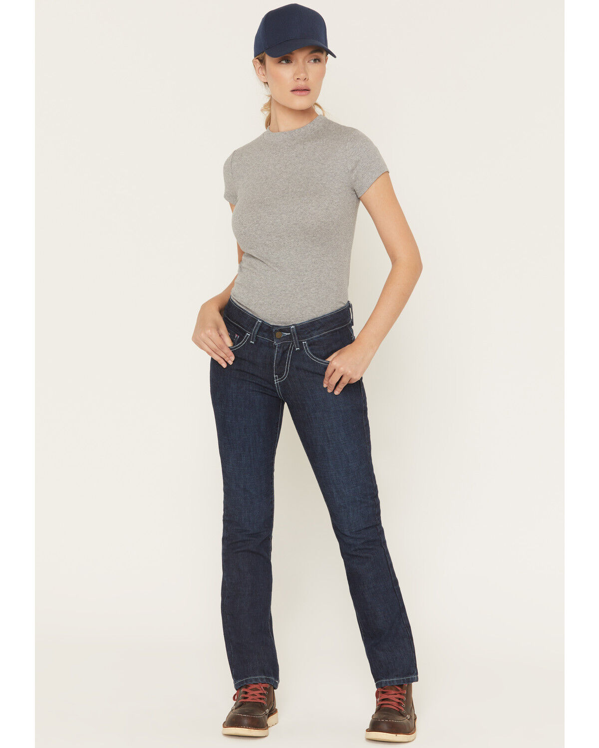 Image #1 - Lapco Women's FR Modern Fit Jeans - Straight Leg, Dark Blue, hi-res