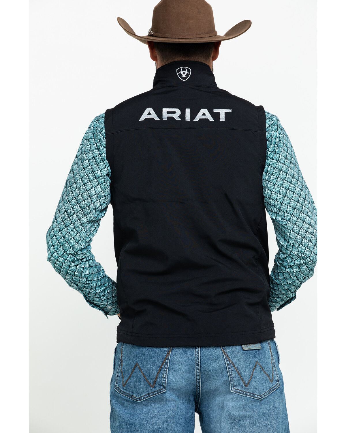 Image #2 - Ariat Men's Logo 2.0 Softshell Zip-Up Vest, Black, hi-res