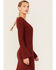 Image #3 - Revel Women's Solid Bell Sleeve Sweater Midi Dress, Rust Copper, hi-res