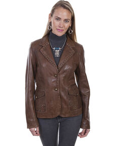 Leatherwear by Scully Women's Brown Studded Jacket, Brown, hi-res