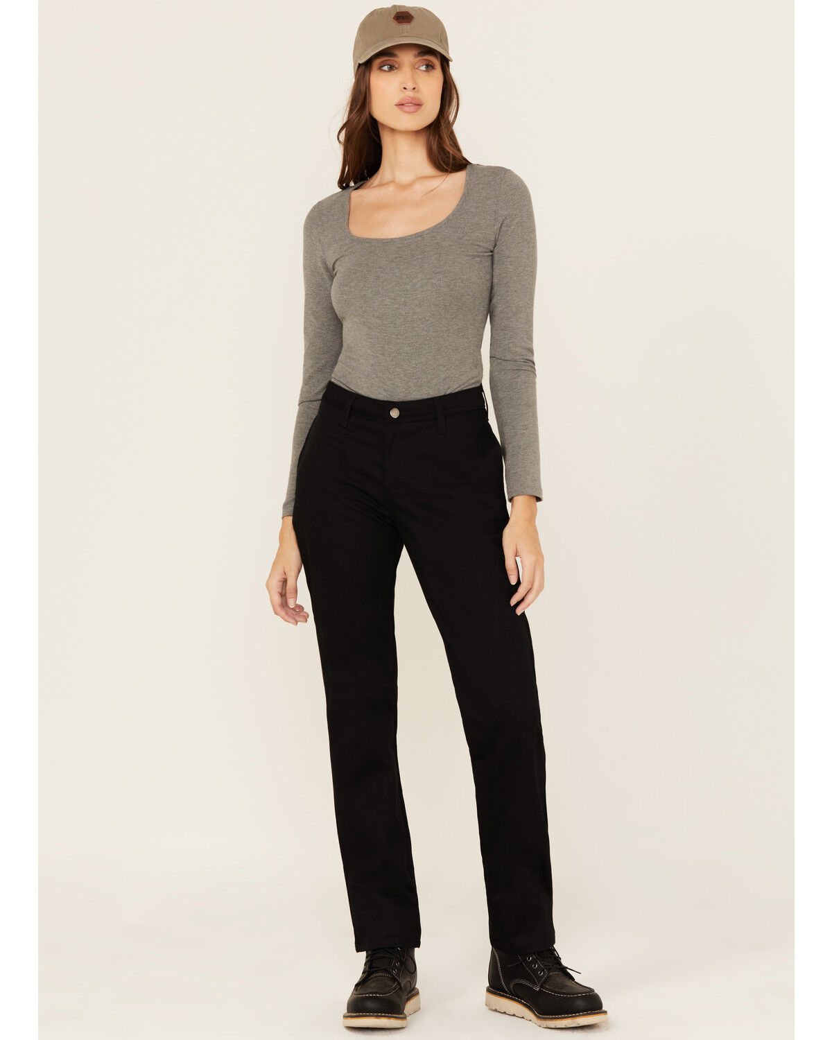 Image #1 - Dickies Women's Mid Rise Straight Stretch Twill Work Pants, Black, hi-res