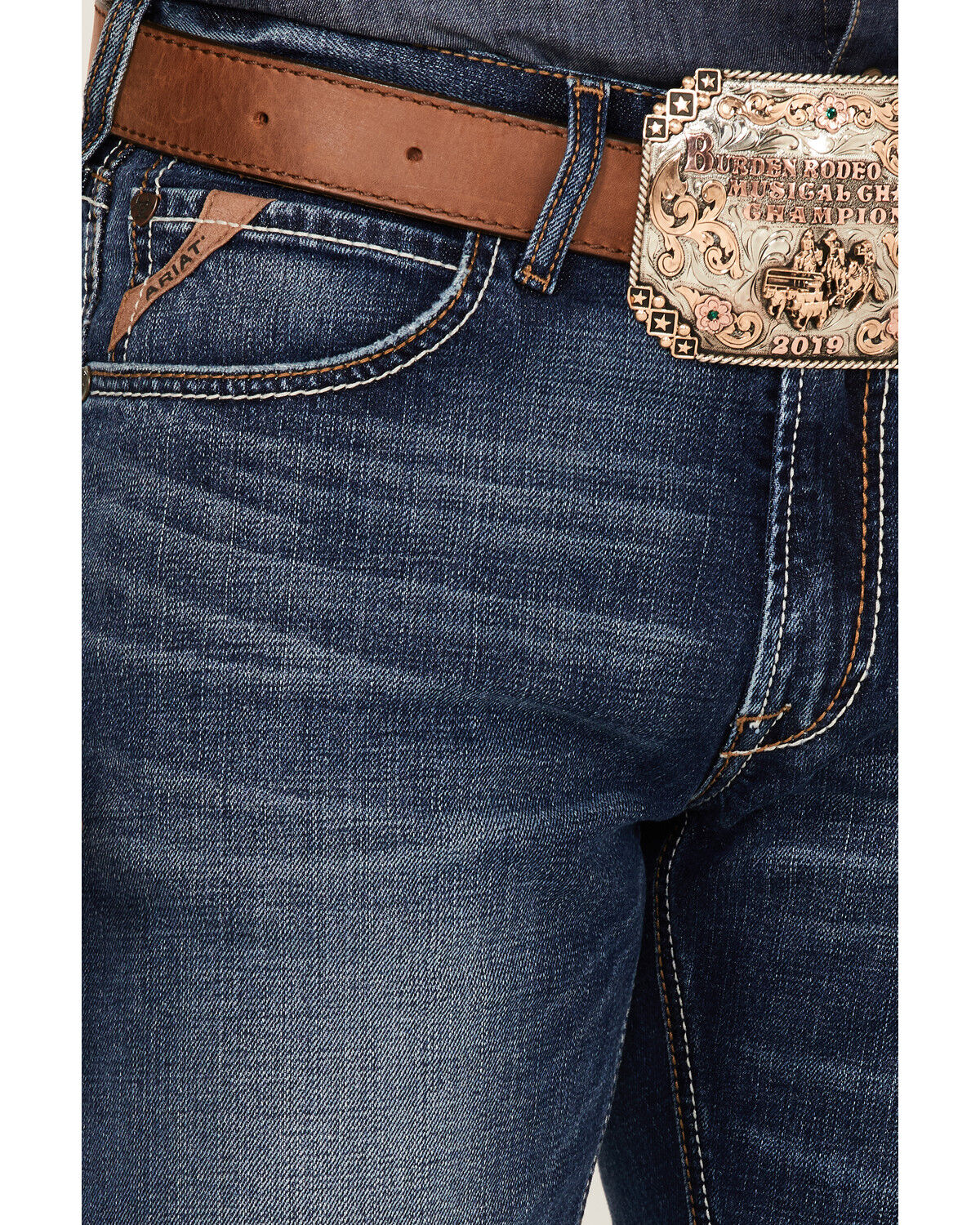 Image #2 - Ariat Men's M5 Straight Stretch Madera Stackable Straight Leg Jeans, Blue, hi-res