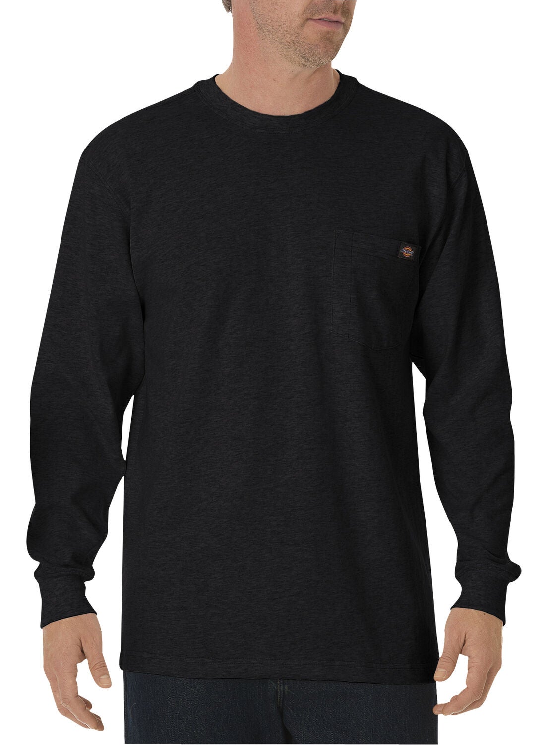 Image #1 - Dickies Men's Heavy Weight Crew Long Sleeve Tee - Big & Tall, Black, hi-res