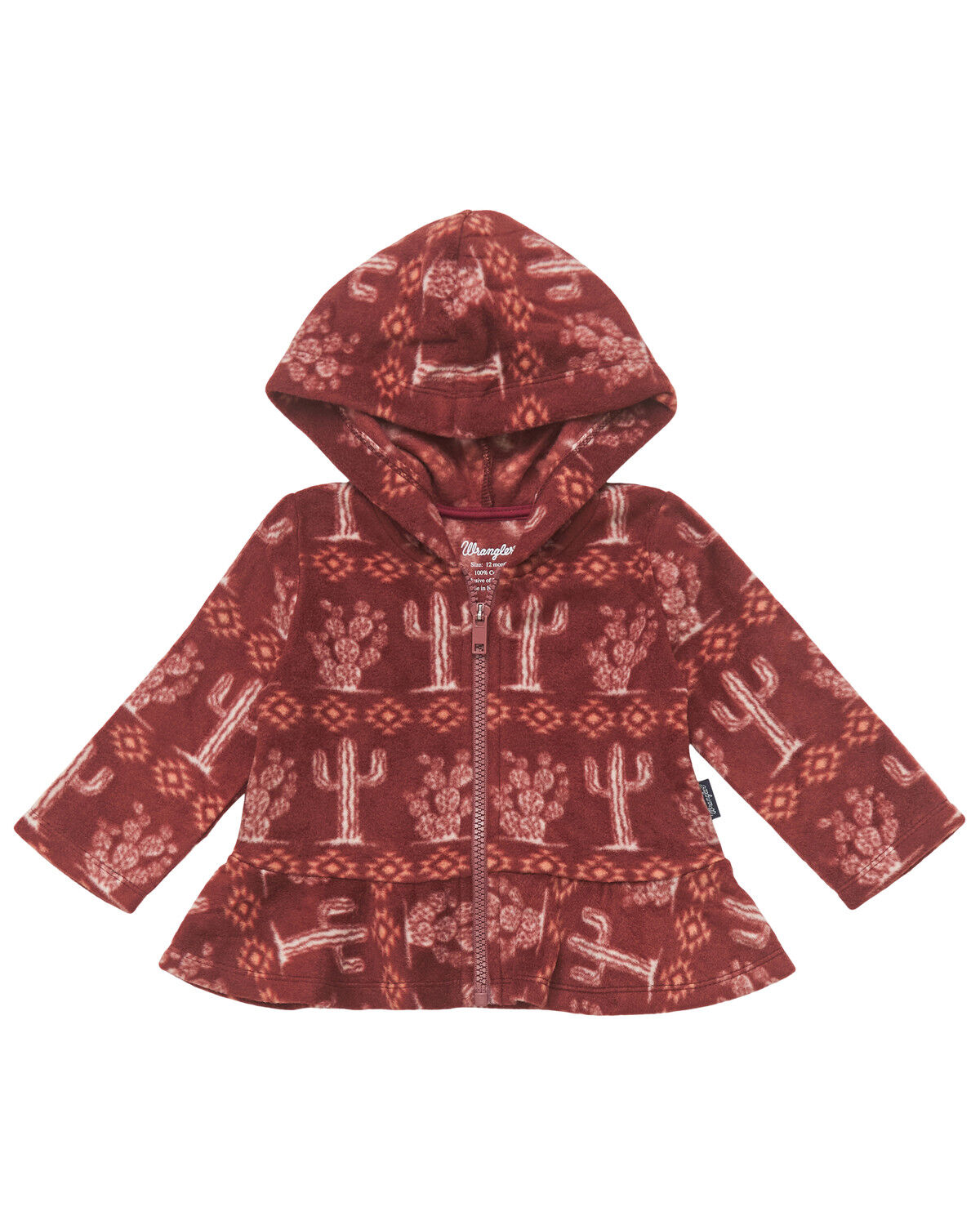Image #1 - Wrangler Infant Girls' Cacti Print Sherpa Jacket, Rust Copper, hi-res