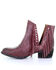 Circle G Women's Wine Studded Fringe Booties - Round Toe, Wine, hi-res