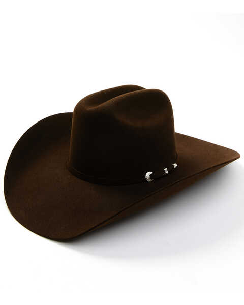 Serratelli Men's 8X Phoenix Chocolate Cattleman Self-Band Western Hat , Chocolate, hi-res