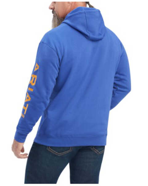 Image #2 - Ariat Men's Rebar Logo Sleeve Graphic Hooded Work Sweatshirt - Big & Tall , Blue, hi-res
