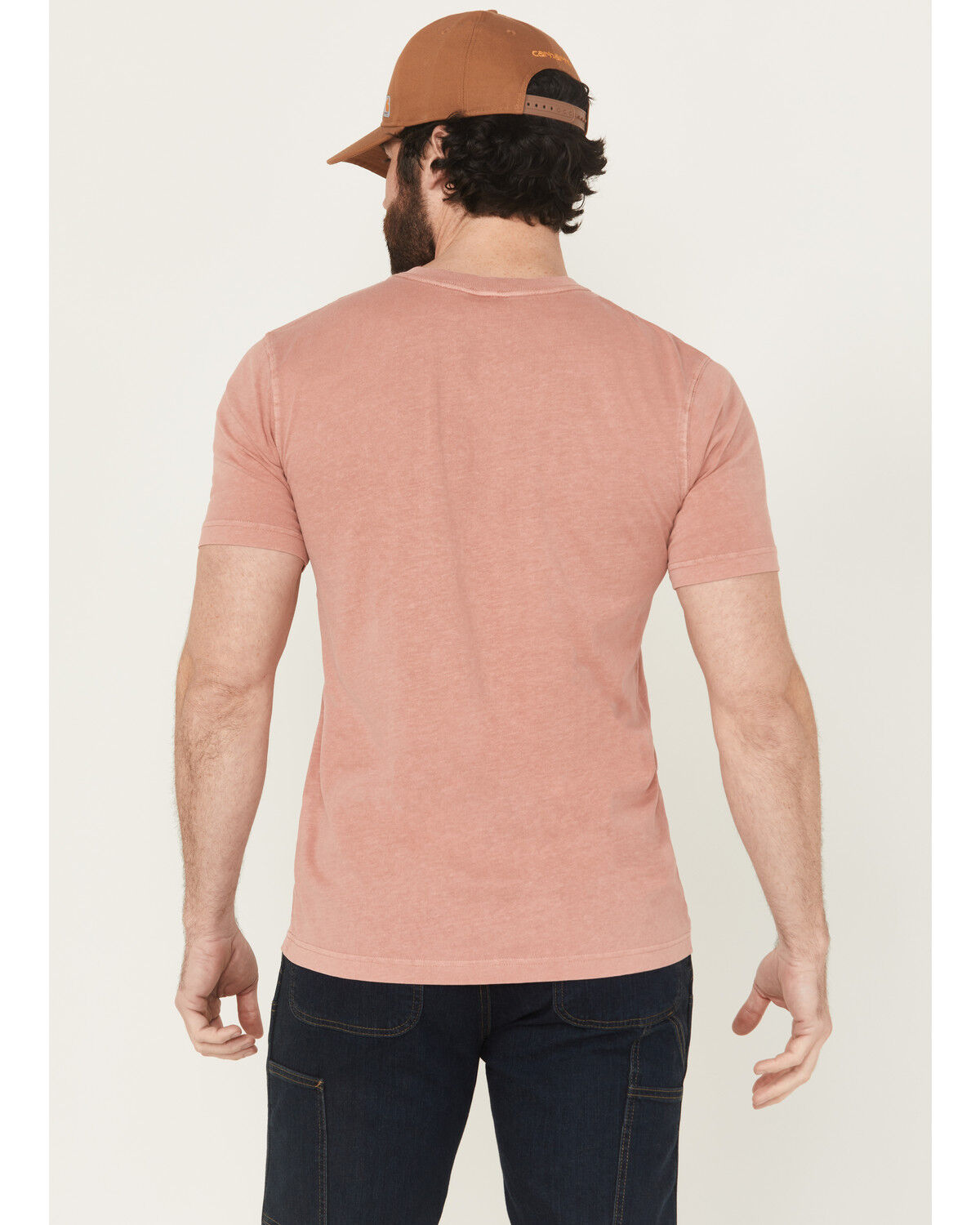 Image #4 - Carhartt Men's Re-Engineered Relaxed Fit Lightweight Short Sleeve Garment Dyed Work T-Shirt, Rose, hi-res