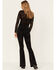 Image #3 - Rock & Roll Denim Women's Dark Wash Patchwork High Rise Slim Stretch Flare Jeans, Black, hi-res