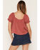 Image #4 - Cleo + Wolf Women's Short Sleeve Lace Trim Babydoll Top, Rose, hi-res