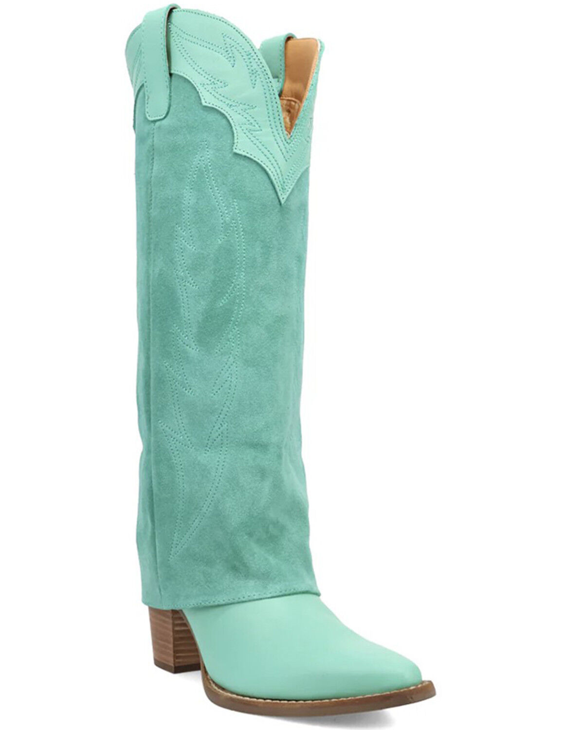 Image #1 - Dingo Women's Wild Horses Tall Western Boots - Snip Toe, Green, hi-res