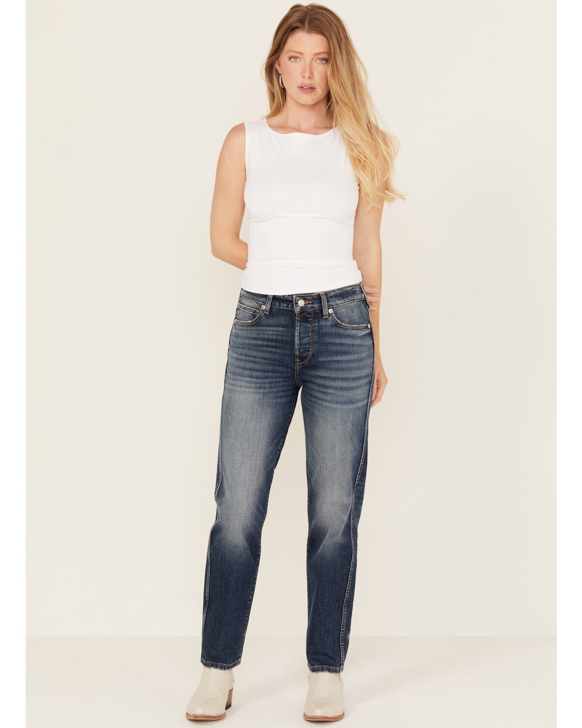 Ariat Women's Bridle Dark Wash High Rise Slim Straight Stretch Denim Jeans, Dark Wash, hi-res