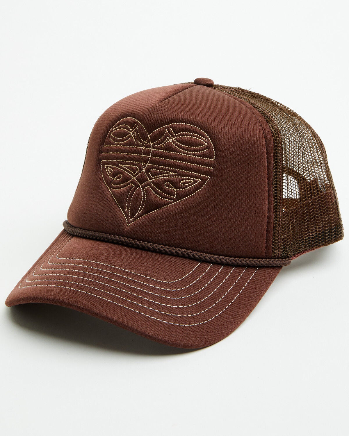 Image #1 - Shyanne Girls' Boot Stitch Heart Ball Cap, Brown, hi-res
