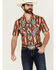 Image #1 - Rock & Roll Denim Men's Southwestern Print Short Sleeve Snap Stretch Western Shirt, Orange, hi-res