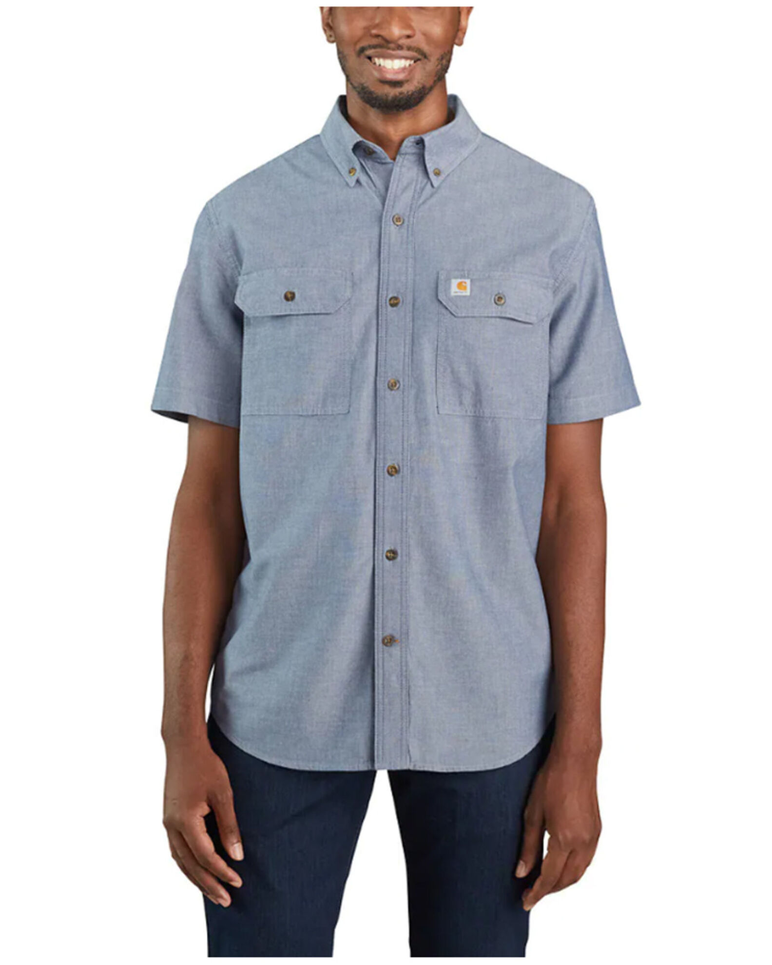 Carhartt Men's Midweight Denim Chambray Short Sleeve Button Down Work Shirt