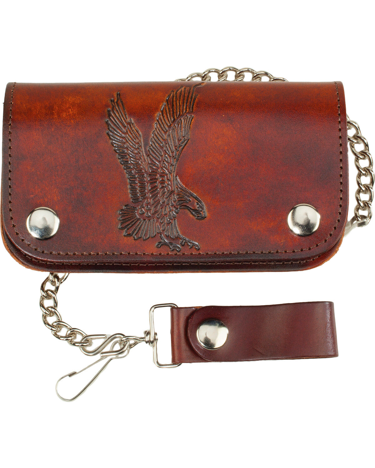 Image #1 - Western Express Men's Brown Leather Eagle Biker Wallet *DISCONTINUED*, Brown, hi-res