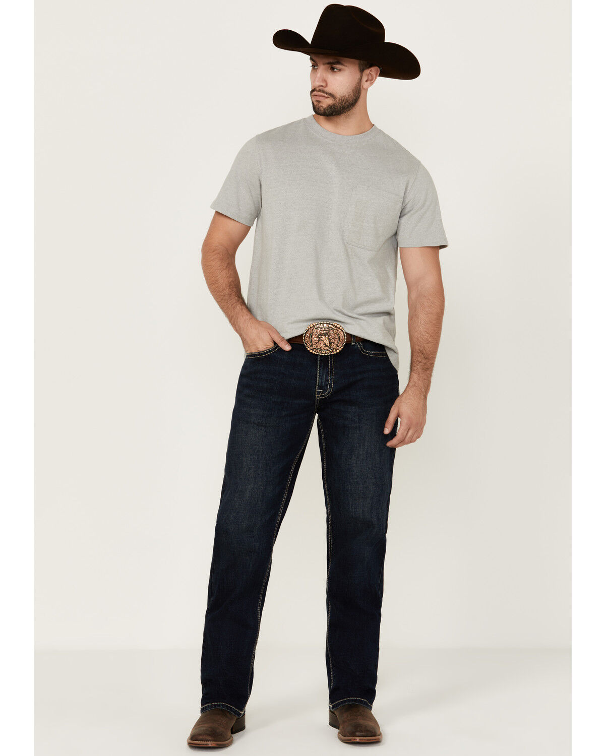 Image #1 - Hooey by Rock & Roll Denim Men's Double Barrel Dark Wash Relaxed Stack Bootcut Reflex Stretch Denim Jeans, Dark Wash, hi-res