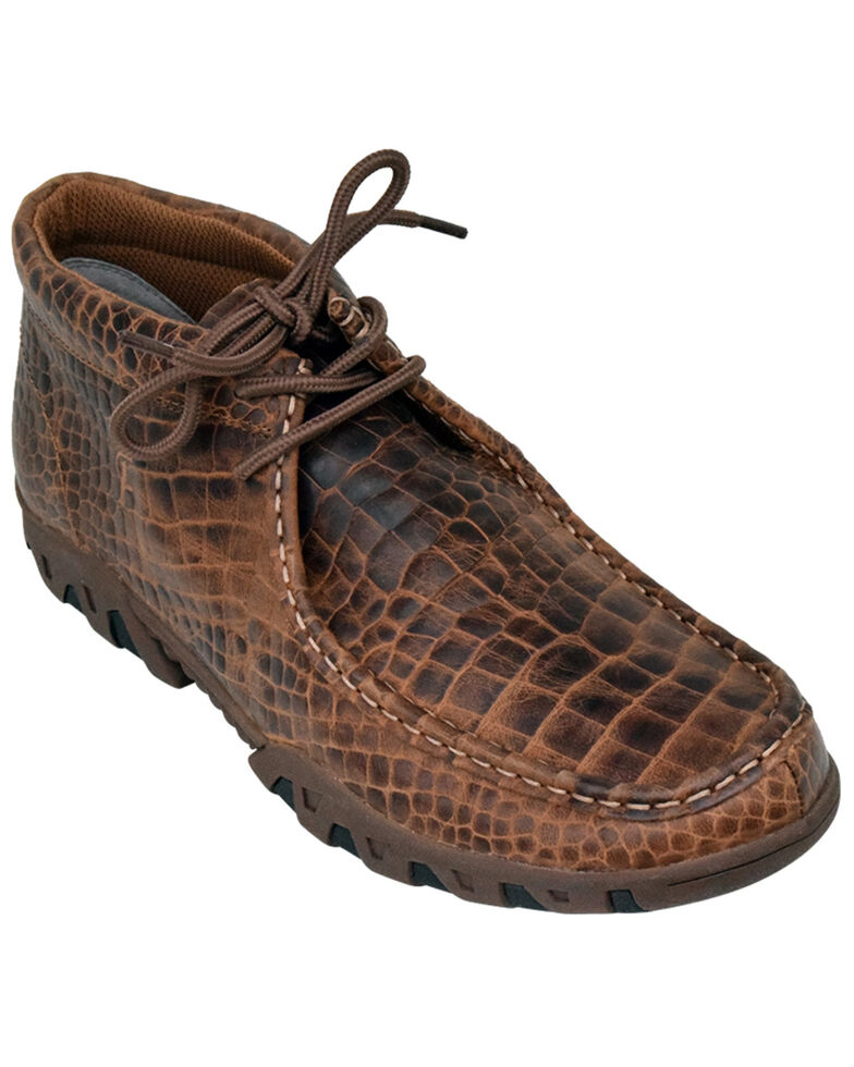 Ferrini Men's Croc Print Moccasin Boots - Moc Toe, Brown, hi-res