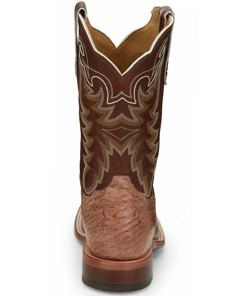 Tony Lama Men's Thoroughbred Smooth Quill Ostrich Cowboy Boots - Square Toe, Brown, hi-res